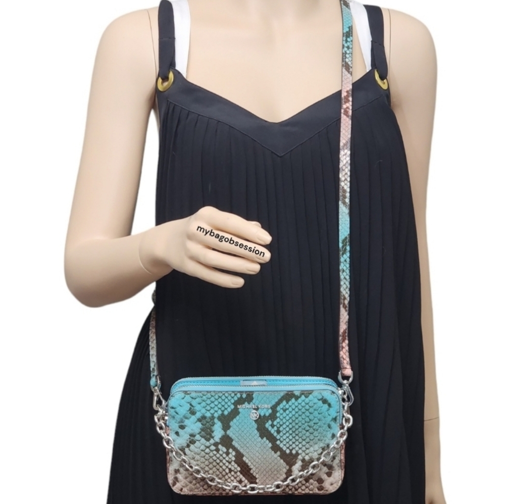 Michael Kors Jet Set Small Ombré Blue Crossbody SET - Picture 7 of 10